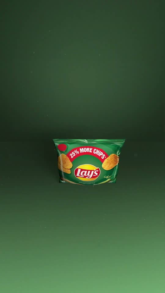Lay's chip packet on a green stage