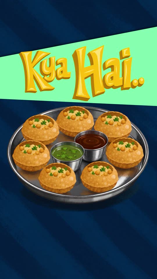 Illustrated plate of pani puri under the words Kya Hai